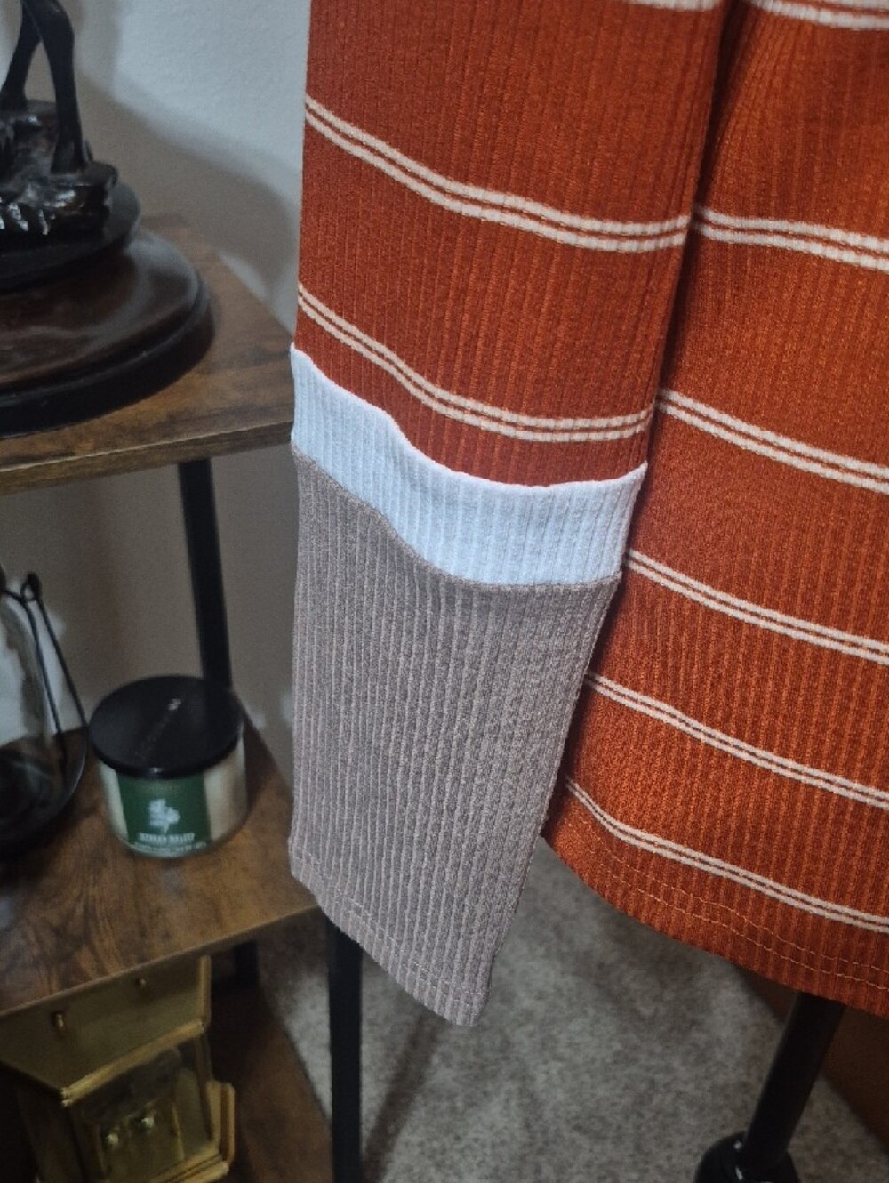 BellanBlue Rust Orange Striped Ribbed Women’s Top - Picture 6 of 9